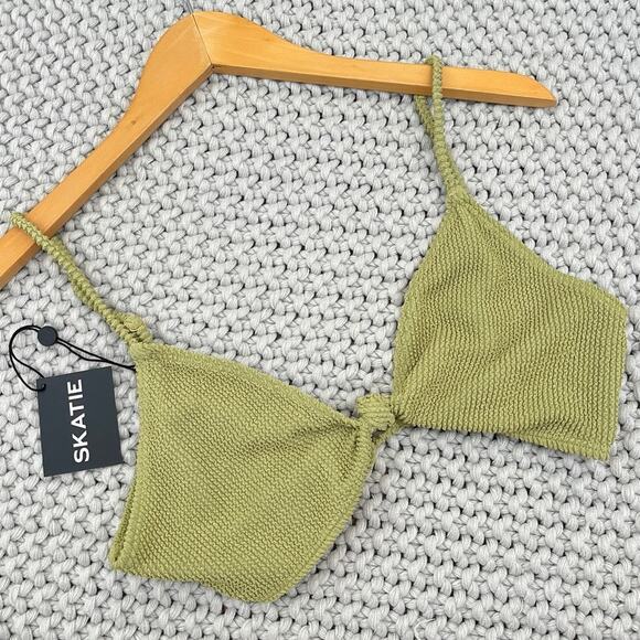 Skatie• ‘Sarah’ Bikini Top in Matcha Crinkle - Picture 3 of 12